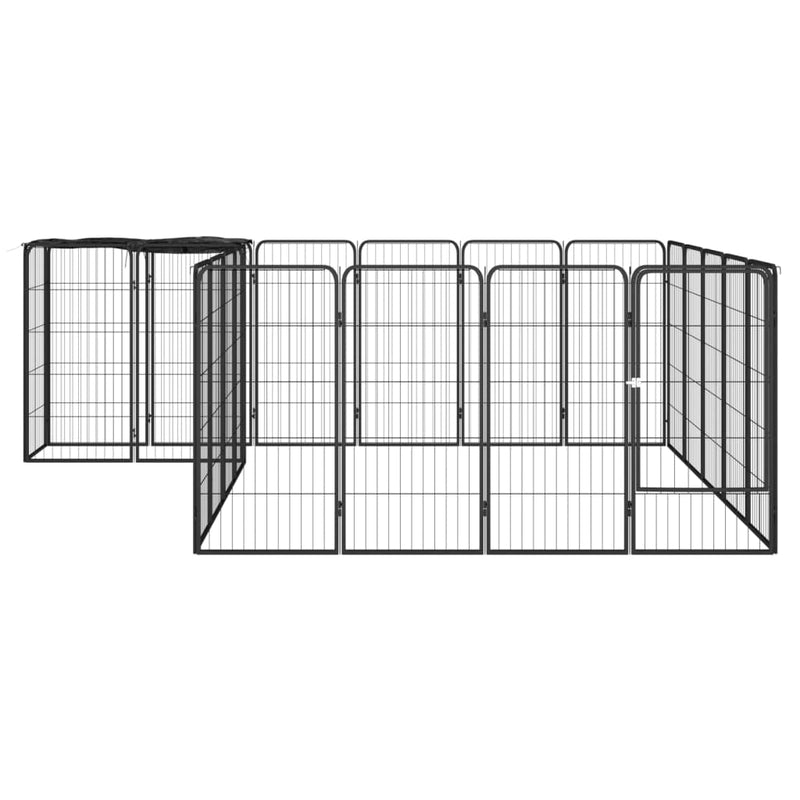 22-Panel Dog Playpen Black 50x100 cm Powder-coated Steel Payday Deals