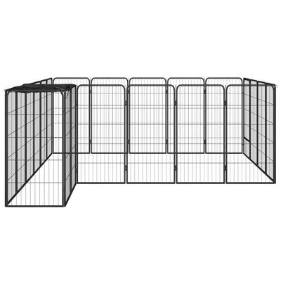 22-Panel Dog Playpen Black 50x100 cm Powder-coated Steel Payday Deals