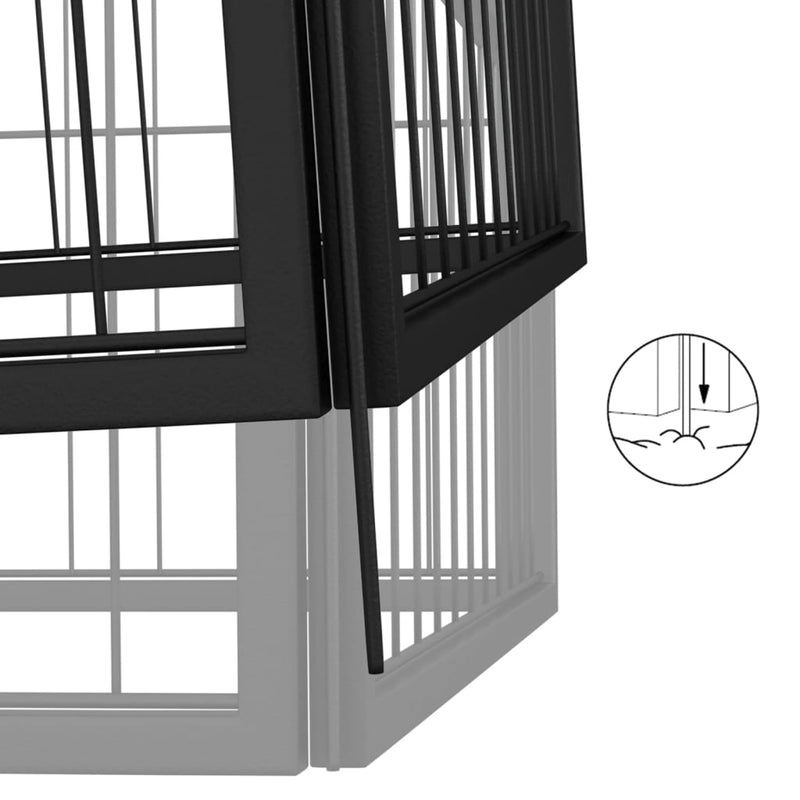 22-Panel Dog Playpen Black 50x100 cm Powder-coated Steel Payday Deals