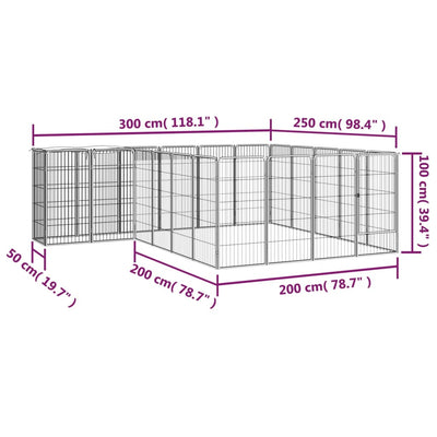 22-Panel Dog Playpen Black 50x100 cm Powder-coated Steel Payday Deals