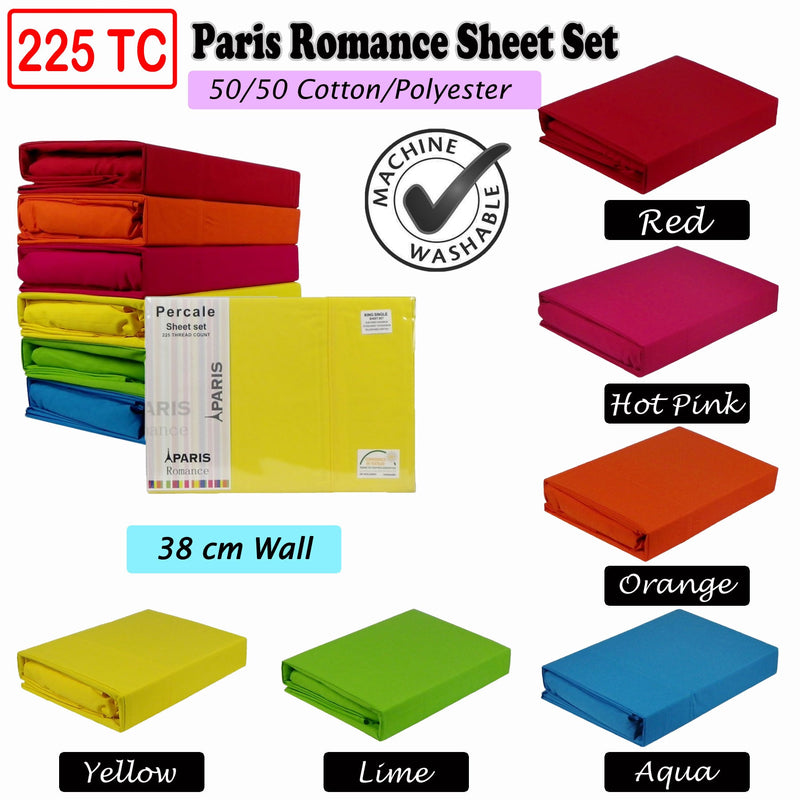 225TC Paris Romance Sheet Set Hot Pink KING SINGLE Payday Deals