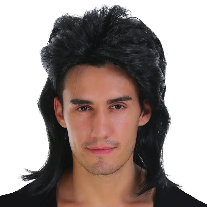 Mullet Wig 80s Party Costume Rock Bogan Punk 70s 90s Hair - Black