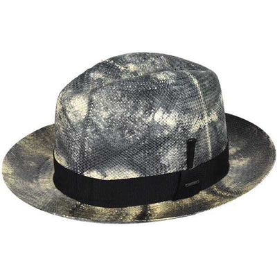 Bailey Mens Derwent Fedora Straw Hat Made in USA Genuine Panama - Black/White