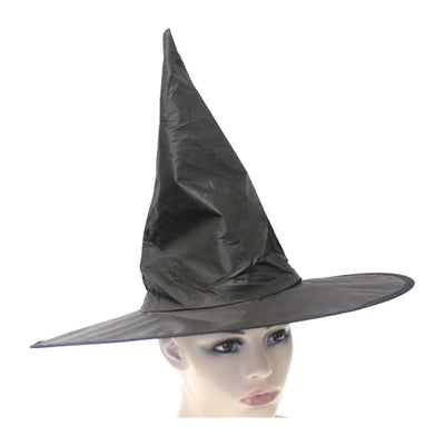 WITCH HAT Plain Black Halloween Costume Fancy Dress Womens Accessory Wizard