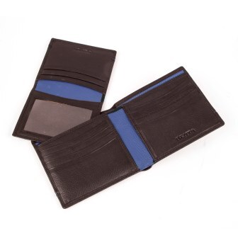 Dents RFID Leather Billfold Wallet w/ Removable Pass Holder - Chocolate/Royal Blue