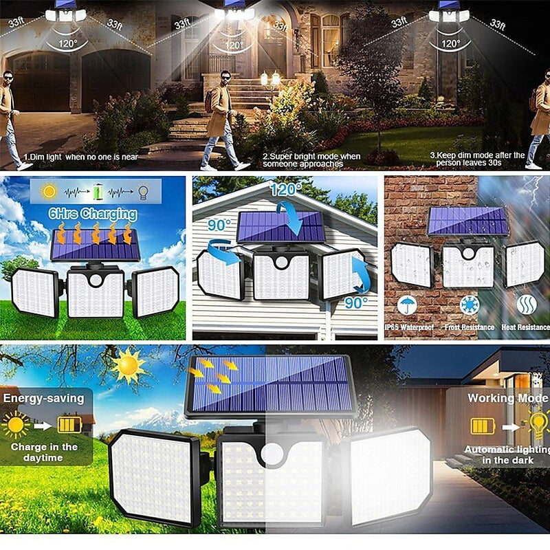 230 LED Solar Lights Outdoor 260LM Waterproof Motion Sensor Security Wall Lamp Payday Deals