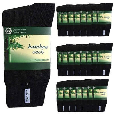 24 Pairs BAMBOO SOCKS Mens Heavy Duty Premium Thick Work Socks Cushion BULK Payday Deals