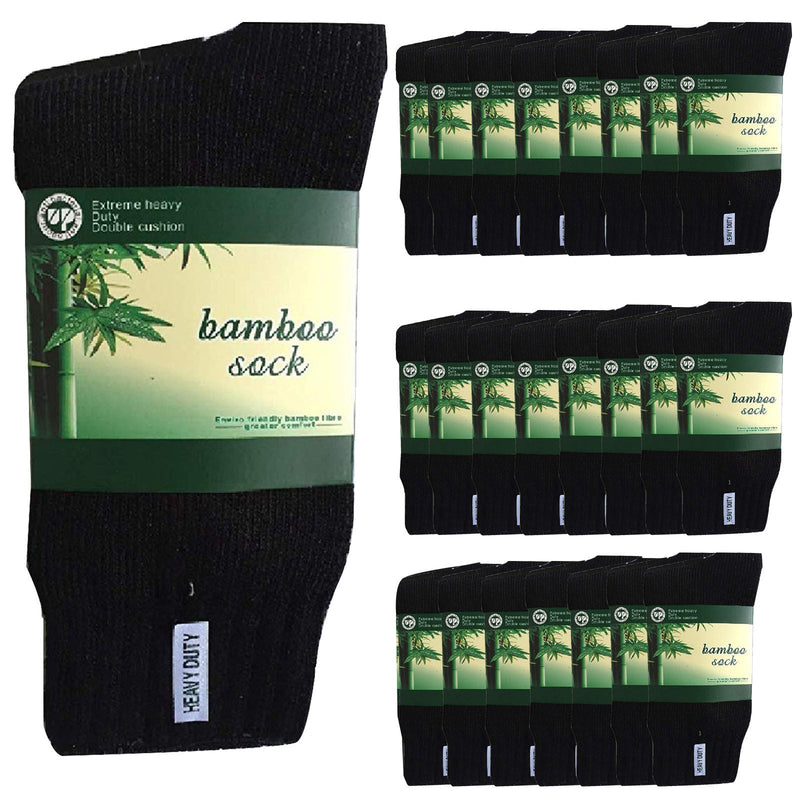 24 Pairs BAMBOO SOCKS Mens Heavy Duty Premium Thick Work Socks Cushion BULK Payday Deals