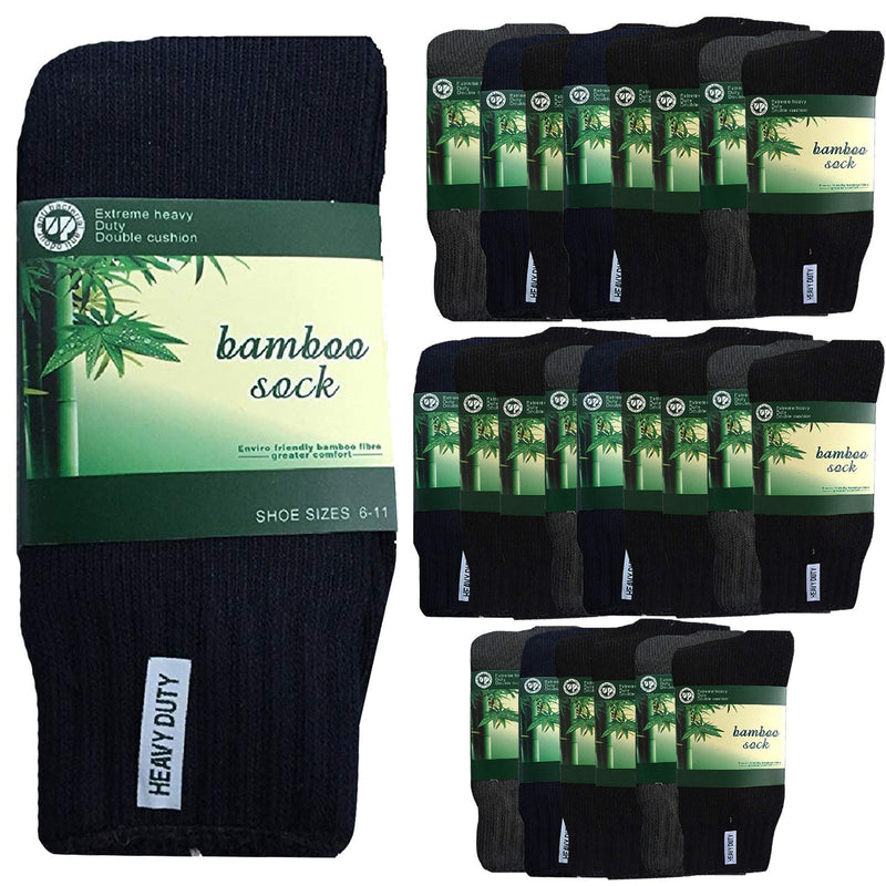 24 Pairs BAMBOO SOCKS Mens Heavy Duty Premium Thick Work Socks Cushion BULK Payday Deals