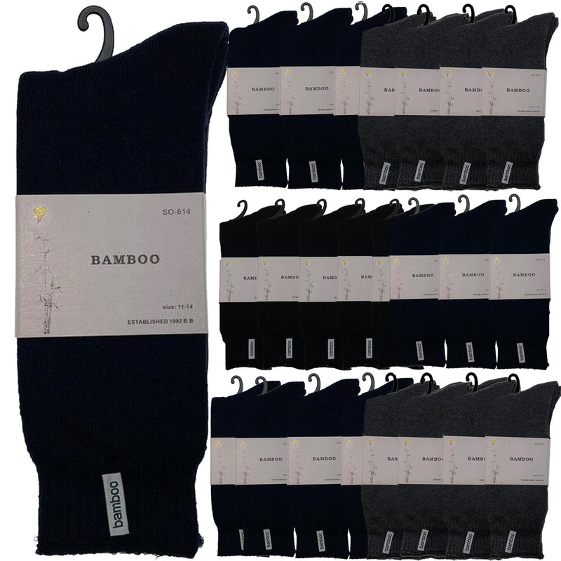 24 Pairs PREMIUM BAMBOO SOCKS Mens Heavy Duty Thick Work Socks BULK Cushion Payday Deals