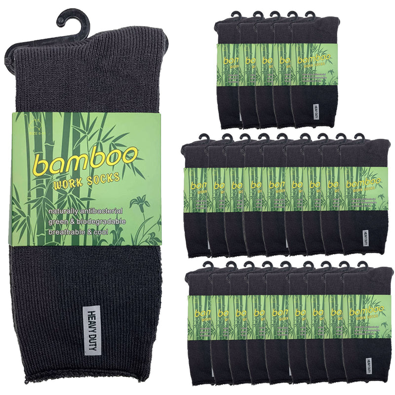 24 Pairs PREMIUM BAMBOO SOCKS Mens Heavy Duty Thick Work Socks Cushion BULK Payday Deals