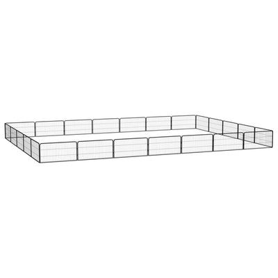24-Panel Dog Playpen Black 100x50 cm Powder-coated Steel Payday Deals
