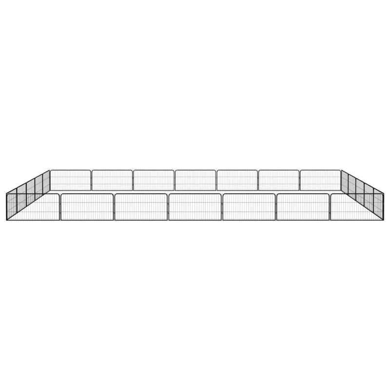 24-Panel Dog Playpen Black 100x50 cm Powder-coated Steel Payday Deals