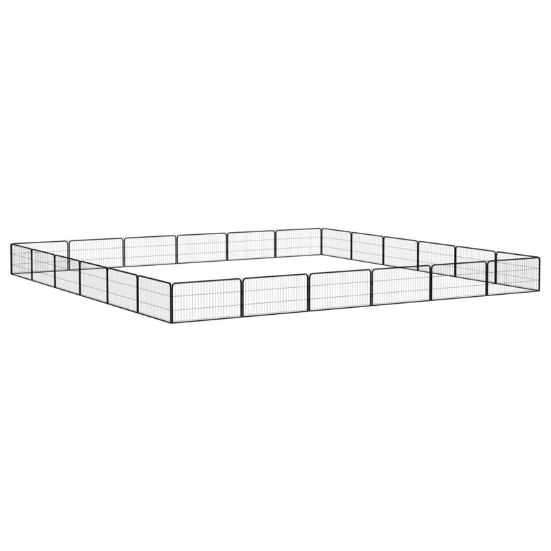 24-Panel Dog Playpen Black 100x50 cm Powder-coated Steel Payday Deals