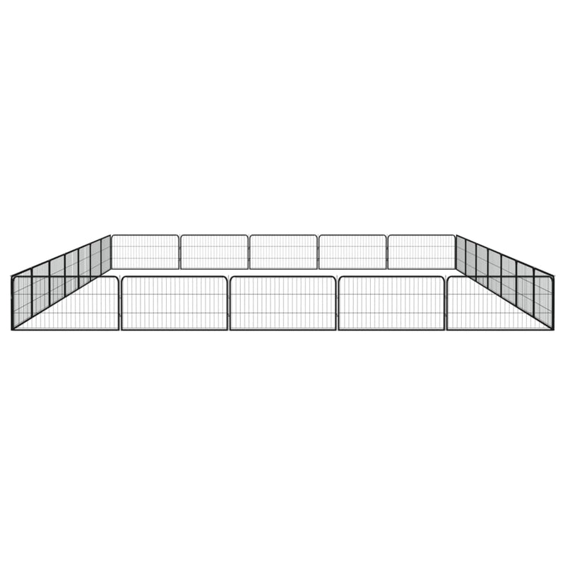 24-Panel Dog Playpen Black 100x50 cm Powder-coated Steel Payday Deals