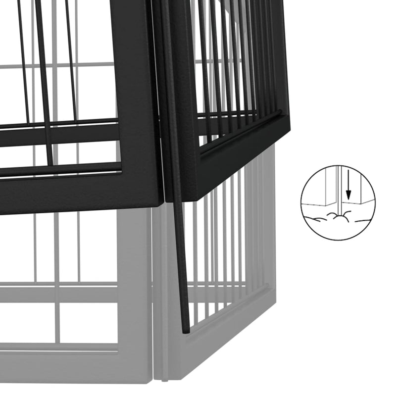 24-Panel Dog Playpen Black 100x50 cm Powder-coated Steel Payday Deals