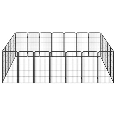 24-Panel Dog Playpen Black 50x100 cm Powder-coated Steel Payday Deals