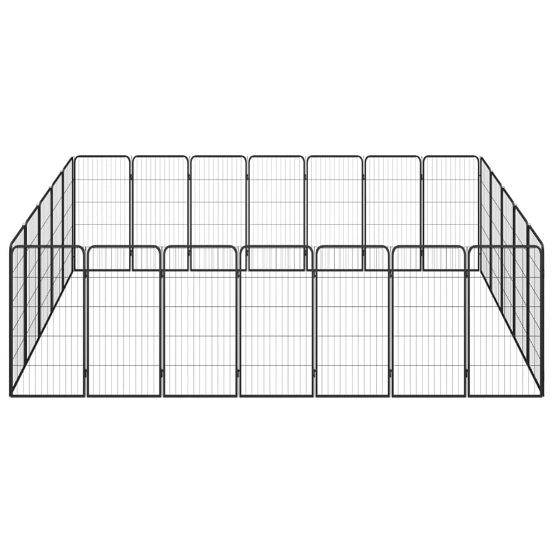 24-Panel Dog Playpen Black 50x100 cm Powder-coated Steel Payday Deals