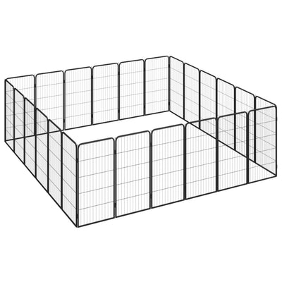 24-Panel Dog Playpen Black 50x100 cm Powder-coated Steel Payday Deals