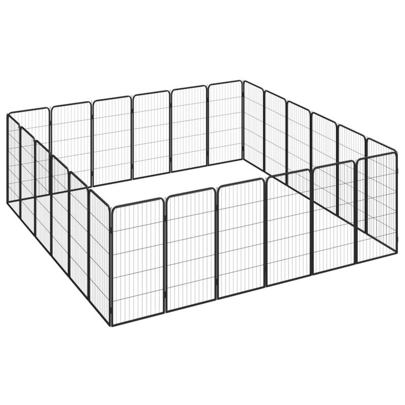24-Panel Dog Playpen Black 50x100 cm Powder-coated Steel Payday Deals