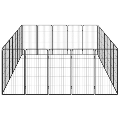 24-Panel Dog Playpen Black 50x100 cm Powder-coated Steel Payday Deals
