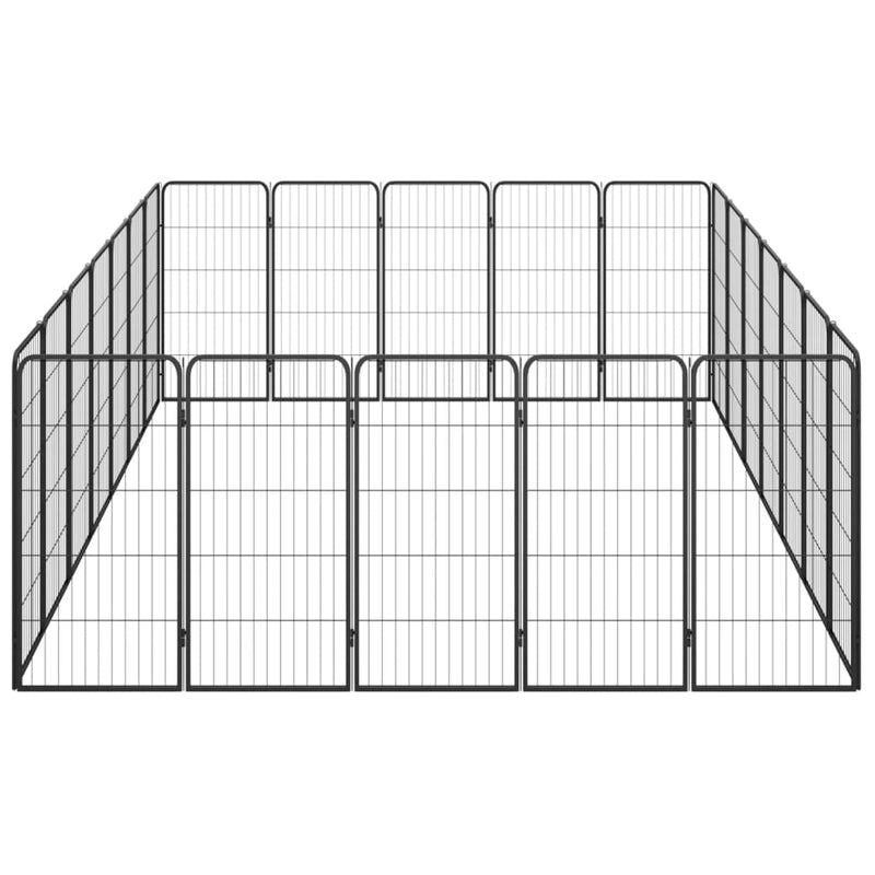 24-Panel Dog Playpen Black 50x100 cm Powder-coated Steel Payday Deals
