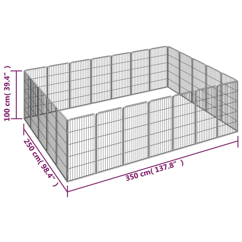 24-Panel Dog Playpen Black 50x100 cm Powder-coated Steel Payday Deals