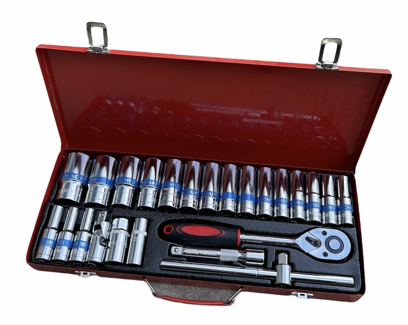 24 Piece Ratchet Socket Wrench Set Screwdriver Bits Extension Hex Chrome Vanadium Payday Deals