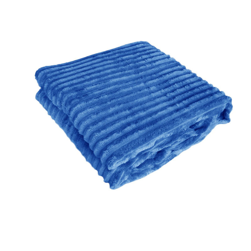 240GSM Corduroy Striped Throw Rug Blue Payday Deals