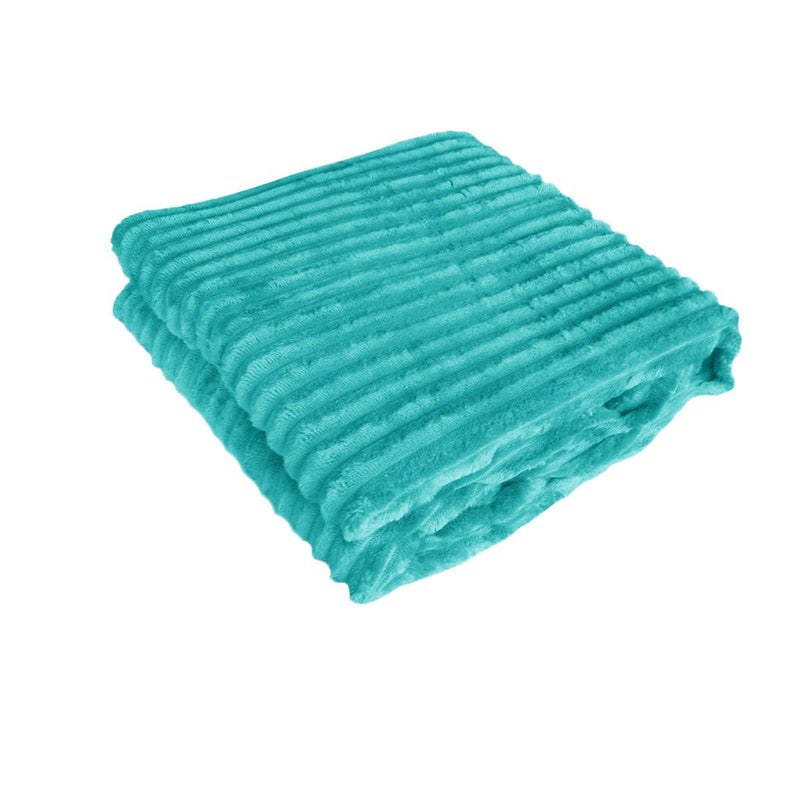 240GSM Corduroy Striped Throw Rug Emerald Green Payday Deals