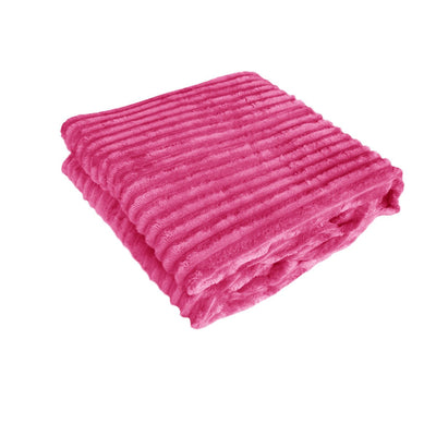 240GSM Corduroy Striped Throw Rug Pink Payday Deals