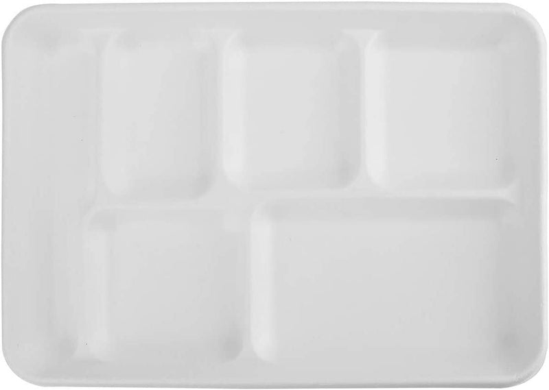 240pcs Sugarcane Bagasse 6 Compartment Lunch Paper Tray Plates 32x22cm (12.5" x 8.6") Bulk Payday Deals