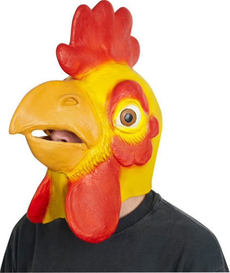 Full Head Rubber Chicken Mask Rooster Animal Fancy Dress Latex Halloween Hat