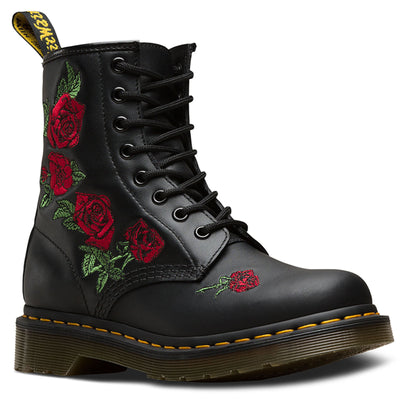 Dr. Martens 1460 Vonda Boots 8 Eye Floral Womens Shoes - Black