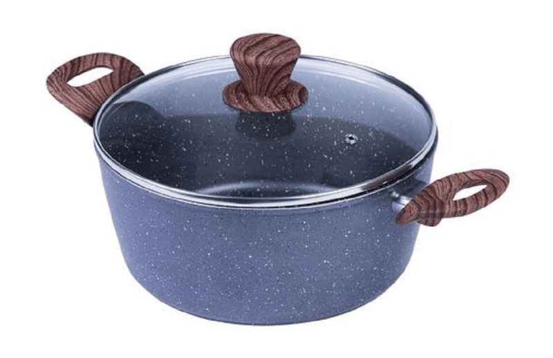 24cm Ceramic Marble Coat PFOA Free Non-Stick Casserole Pot Pan Dish with Lid Payday Deals