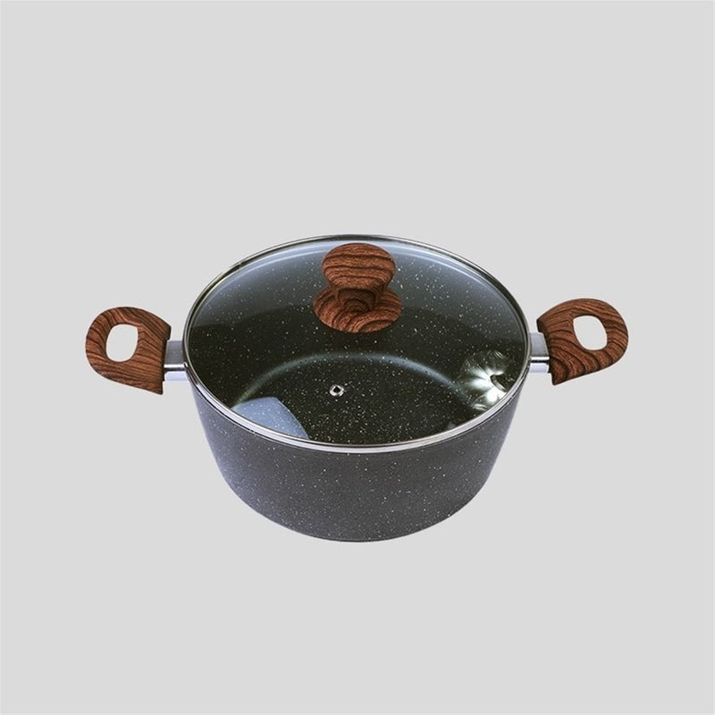 24cm Ceramic Marble Coat PFOA Free Non-Stick Casserole Pot Pan Dish with Lid Payday Deals