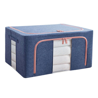 24L Cloth Storage Box Closet Organizer Storage Bags Clothes Storage Bags Wardrobe Organizer Idea Blue