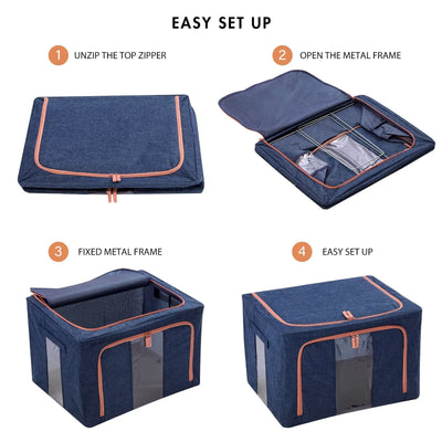 24L Cloth Storage Box Closet Organizer Storage Bags Clothes Storage Bags Wardrobe Organizer Idea Blue Payday Deals