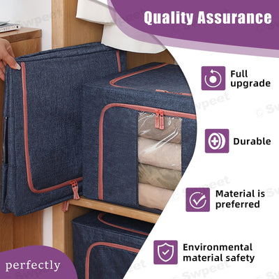 24L Cloth Storage Box Closet Organizer Storage Bags Clothes Storage Bags Wardrobe Organizer Idea Blue Payday Deals