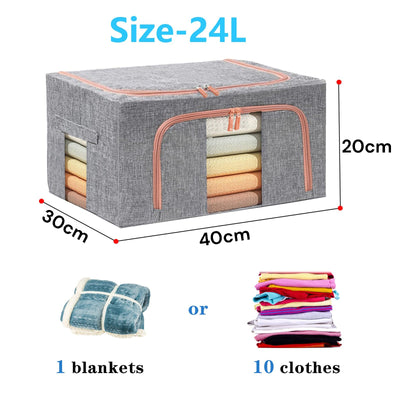 24L Cloth Storage Box Closet Organizer Storage Bags Clothes Storage Bags Wardrobe Organizer Idea Grey Payday Deals