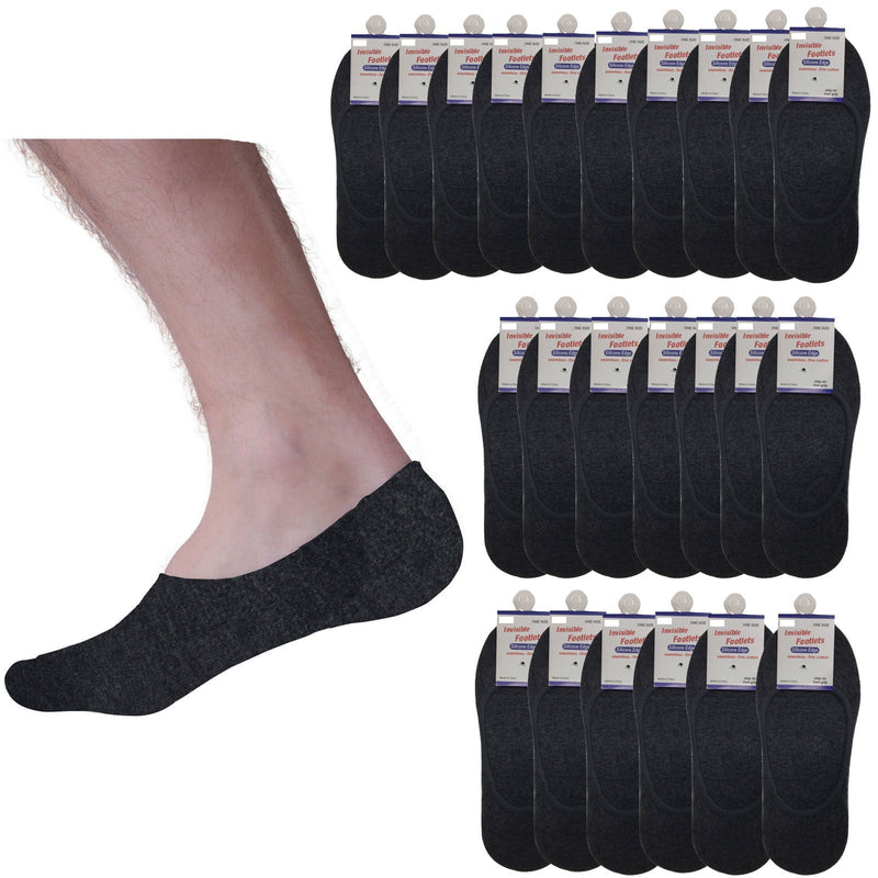 24x NO SHOW COTTON SOCKS Non Slip Heel Grip Low Cut Invisible Footlet Seamless Payday Deals