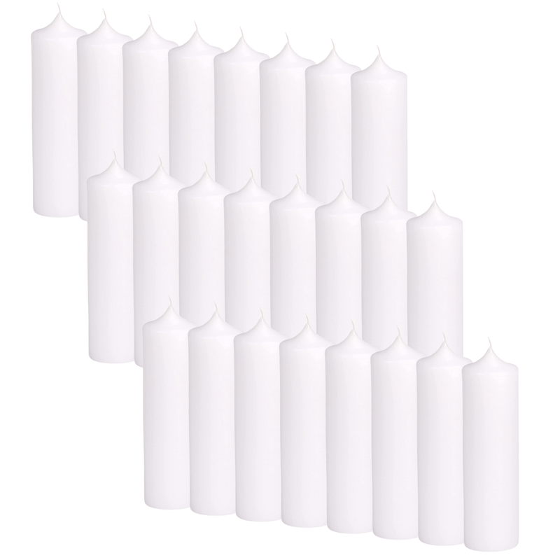 24x Premium Church Candle Pillar Candles White Unscented Lead Free 48Hrs - 5*20cm Payday Deals