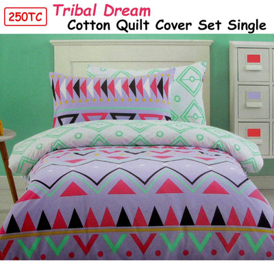 250TC Tribal Dream 100% Cotton Quilt Cover Set Single Payday Deals