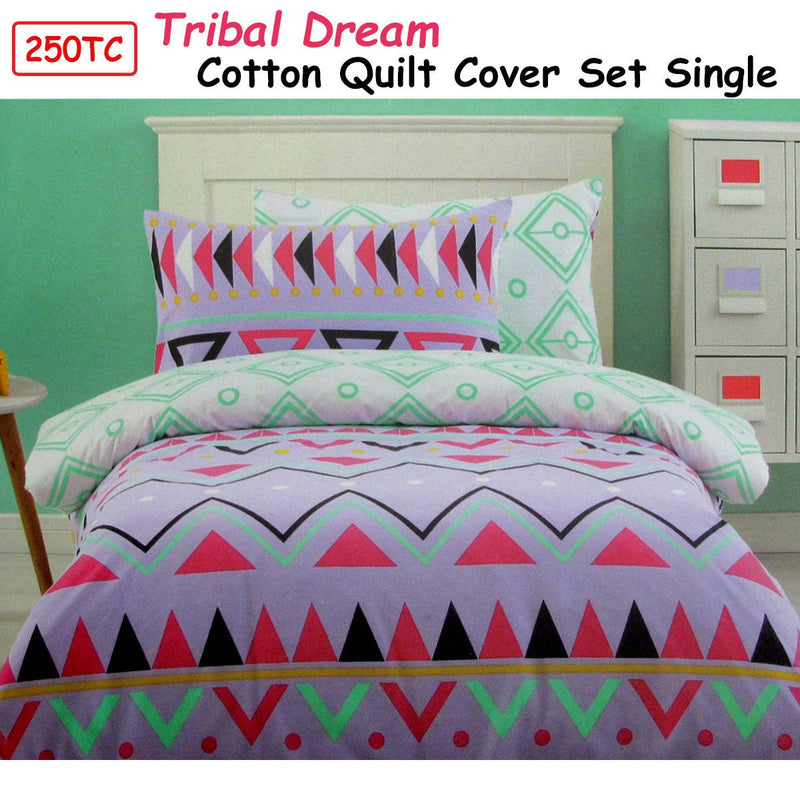 250TC Tribal Dream 100% Cotton Quilt Cover Set Single Payday Deals