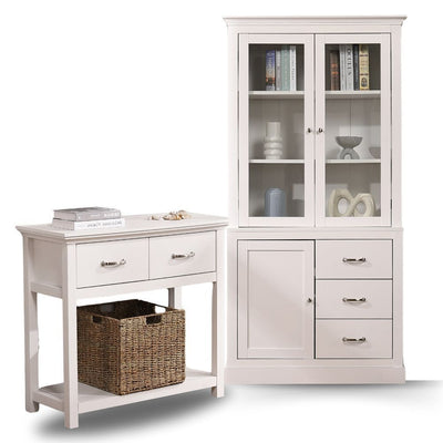 Ashford Console Table White and Display Storage Cabinet