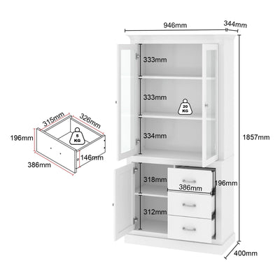 Ashford Console Table White and Display Storage Cabinet White Dressers