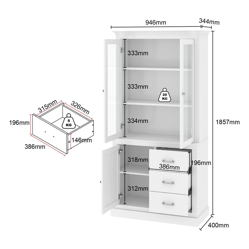 Ashford Console Table White and Display Storage Cabinet White Dressers