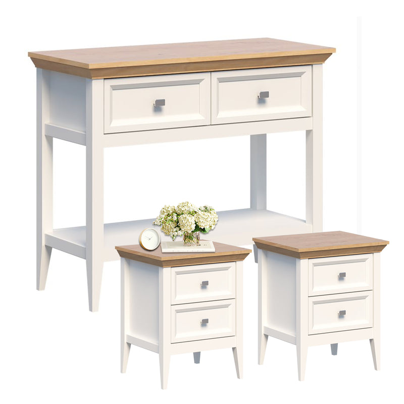 Coogee Console Table With Drawers and Bedside Table Set