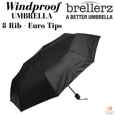 25cm BRELLERZ Windproof Umbrella 8 Rib with Safety Close Feature Travel Rain Payday Deals