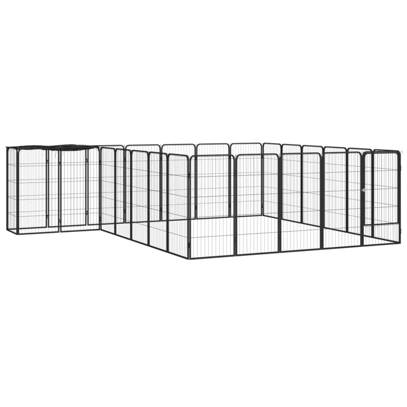 26-Panel Dog Playpen Black 50x100 cm Powder-coated Steel Payday Deals